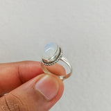 'Minimalist' Rainbow Moonstone Sterling Silver Ring