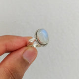 'Minimalist' Rainbow Moonstone Sterling Silver Ring