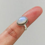 'Minimalist' Rainbow Moonstone Sterling Silver Ring