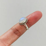 'Minimalist' Rainbow Moonstone Sterling Silver Ring