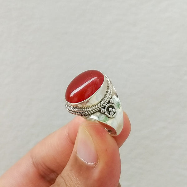 'Fortuna' Carnelian 925 Solid Sterling Silver Ring