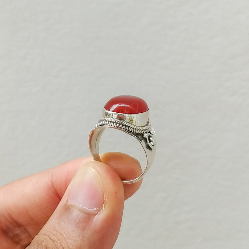 'Fortuna' Carnelian 925 Solid Sterling Silver Ring