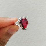 'Fortuna' Garnet 925 Solid Sterling Silver Ring