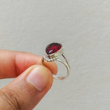 'Fortuna' Garnet 925 Solid Sterling Silver Ring