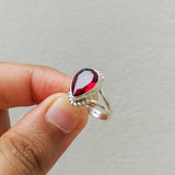 'Fortuna' Garnet 925 Solid Sterling Silver Ring