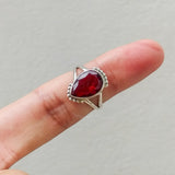 'Fortuna' Garnet 925 Solid Sterling Silver Ring