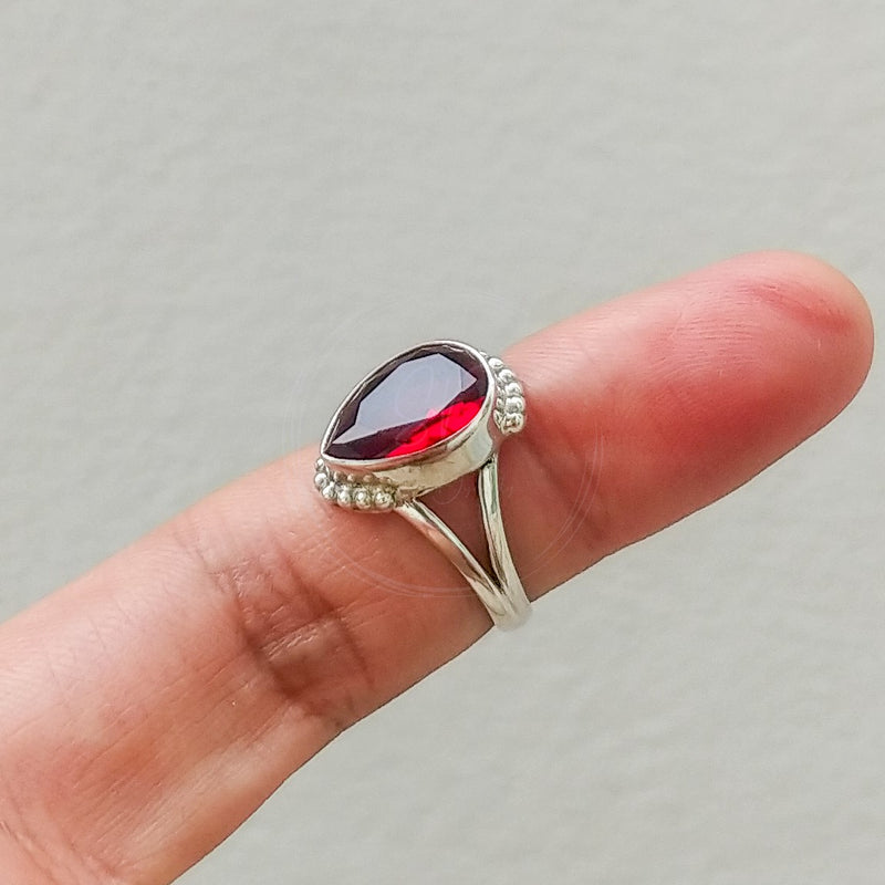 'Fortuna' Garnet 925 Solid Sterling Silver Ring