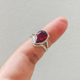 'Fortuna' Garnet 925 Solid Sterling Silver Ring