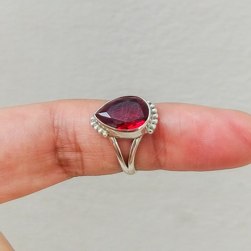 'Fortuna' Garnet 925 Solid Sterling Silver Ring