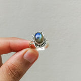 'Modern' Labradorite Solid Sterling Silver Ring