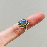 'Modern' Labradorite Solid Sterling Silver Ring