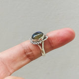 'Modern' Labradorite Solid Sterling Silver Ring