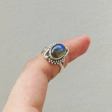 'Modern' Labradorite Solid Sterling Silver Ring