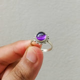 'Minimalist' Amethyst 925 Solid Sterling Silver Ring