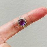 'Minimalist' Amethyst 925 Solid Sterling Silver Ring