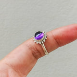 'Minimalist' Amethyst 925 Solid Sterling Silver Ring