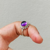 'Minimalist' Amethyst 925 Solid Sterling Silver Ring