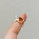 'Minimalist' Citrine 925 Solid Sterling Silver Ring