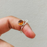 'Minimalist' Citrine 925 Solid Sterling Silver Ring