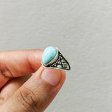 'Boho' Larimar 925 Solid Sterling Silver Ring