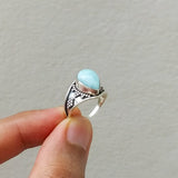 'Boho' Larimar 925 Solid Sterling Silver Ring