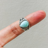 'Boho' Larimar 925 Solid Sterling Silver Ring