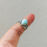 'Boho' Larimar 925 Solid Sterling Silver Ring