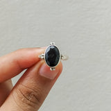 'Minimalist' Black Onyx 925 Solid Sterling Silver Ring