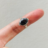 'Minimalist' Black Onyx 925 Solid Sterling Silver Ring