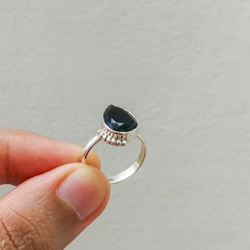 'Modern' Black Onyx 925 Solid Sterling Silver Ring