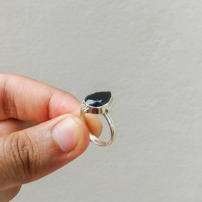 'Modern' Black Onyx 925 Solid Sterling Silver Ring