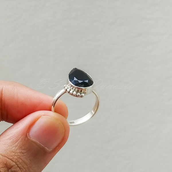 'Modern' Black Onyx 925 Solid Sterling Silver Ring