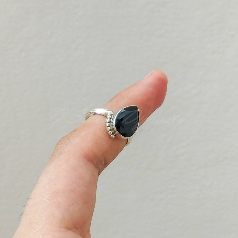 'Modern' Black Onyx 925 Solid Sterling Silver Ring