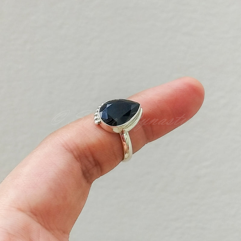 'Modern' Black Onyx 925 Solid Sterling Silver Ring