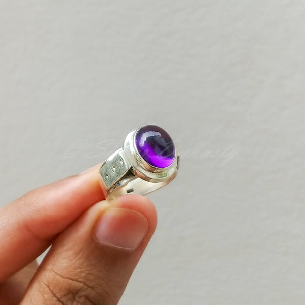 'Boho' Amethyst 925 Solid Sterling Silver Ring