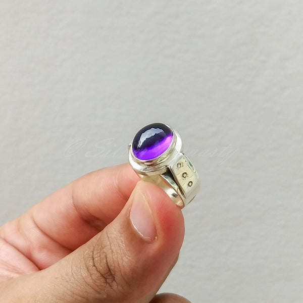 'Boho' Amethyst 925 Solid Sterling Silver Ring