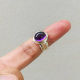 'Boho' Amethyst 925 Solid Sterling Silver Ring