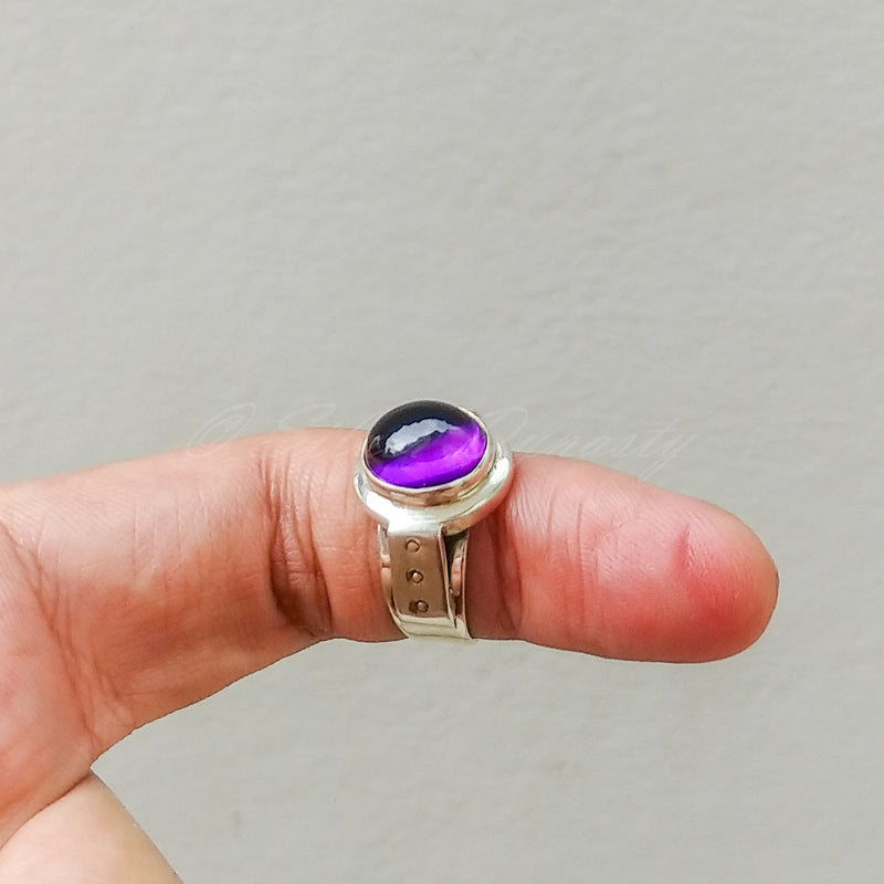 'Boho' Amethyst 925 Solid Sterling Silver Ring