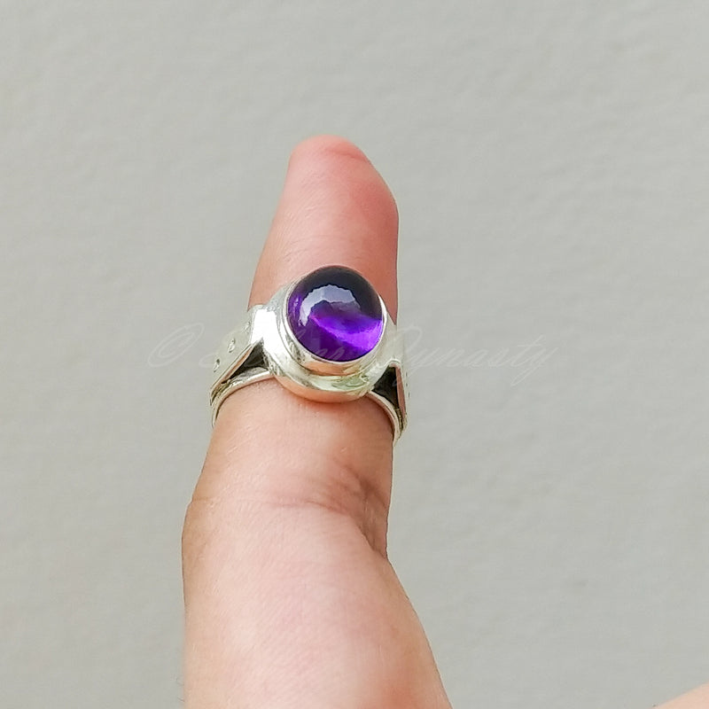 'Boho' Amethyst 925 Solid Sterling Silver Ring