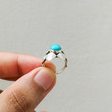 'Leaf' Turquoise 925 Solid Sterling Silver Ring