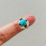 'Leaf' Turquoise 925 Solid Sterling Silver Ring