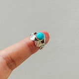 'Leaf' Turquoise 925 Solid Sterling Silver Ring