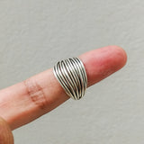 'Modern' Stack Semi-Open 925 Solid Sterling Silver Ring