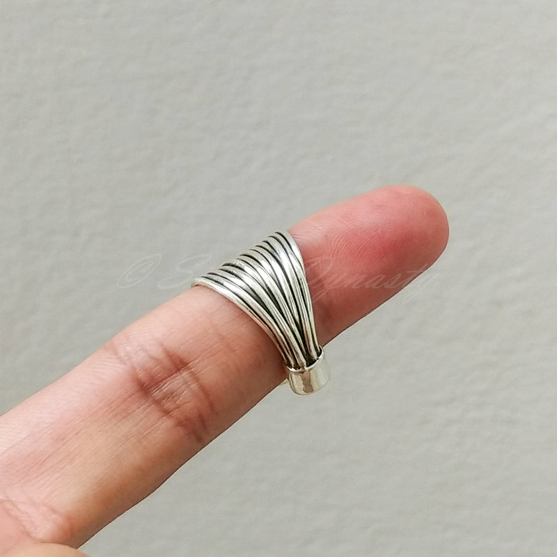 'Modern' Stack Semi-Open 925 Solid Sterling Silver Ring