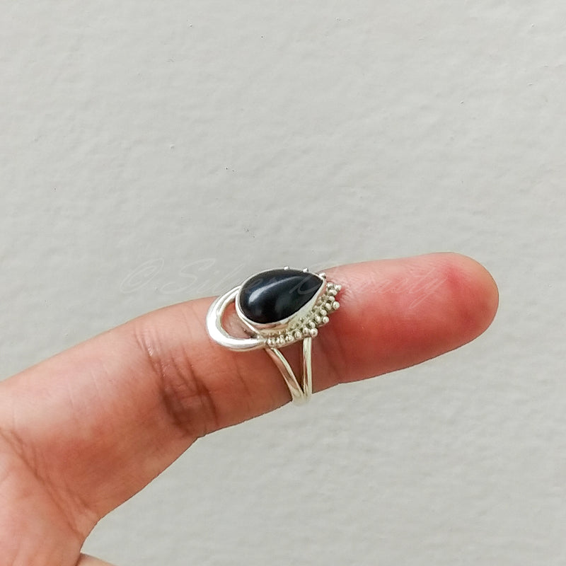 'Fortuna' Black Onyx 925 Solid Sterling Silver Ring