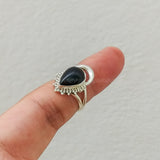 'Fortuna' Black Onyx 925 Solid Sterling Silver Ring