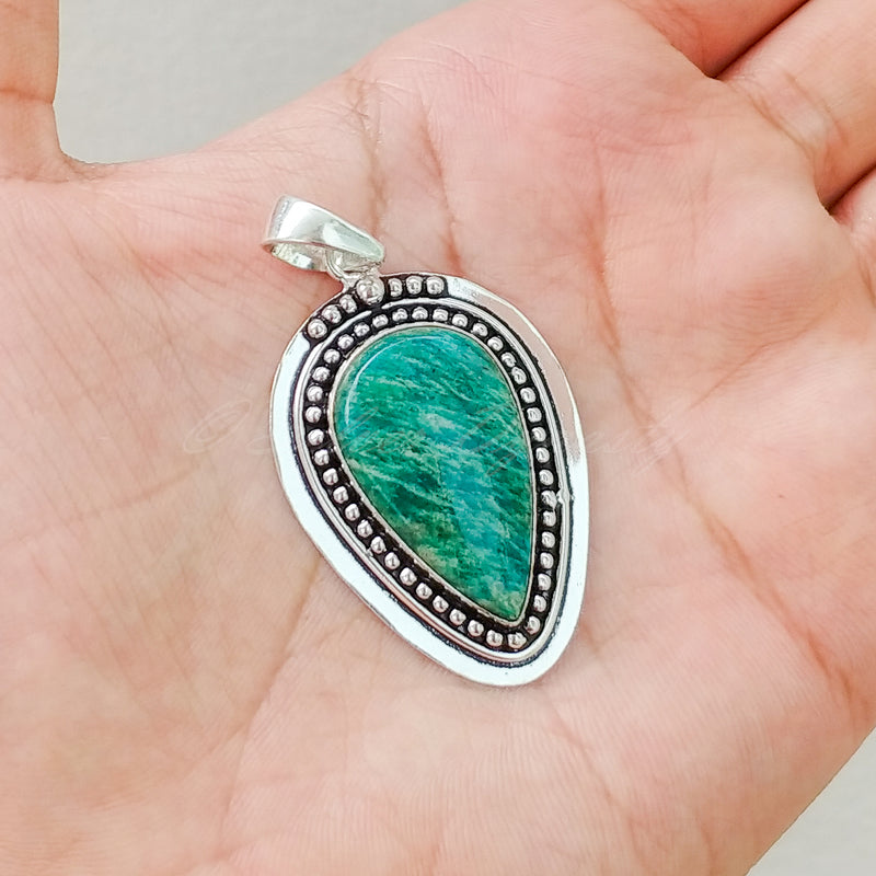 'Boho' Amazonite 925 Solid Sterling Silver Pendant