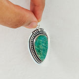 'Boho' Amazonite 925 Solid Sterling Silver Pendant