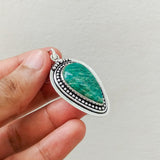 'Boho' Amazonite 925 Solid Sterling Silver Pendant