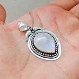 'Boho' Rainbow Moonstone 925 Solid Sterling Silver Pendant